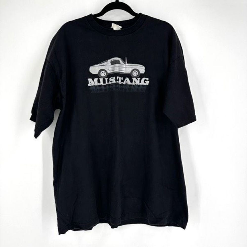 Vintage 90s Ford Mustang Car Portrait Black‎ Graphic Racing T-Shirt Size 2X